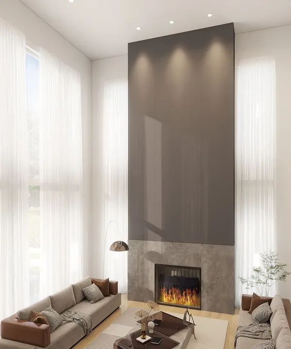 Living room fireplace built-in cabinetry Whitby