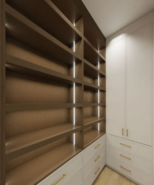 Walk-in pantry glass panels luxury kitchen Whitby