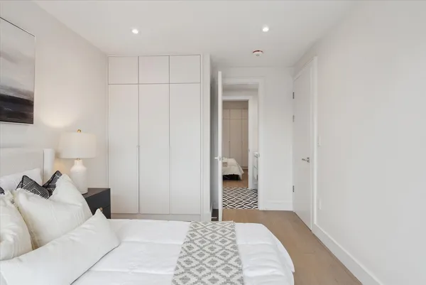 Upstairs hallway cabinetry with display shelves