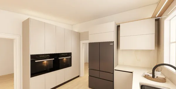 Minimalist kitchen cabinetry Hamilton curved details