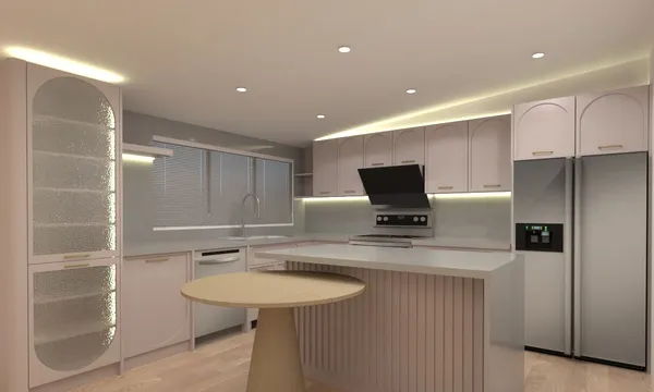 Fluted kitchen island modern transitional Newmarket